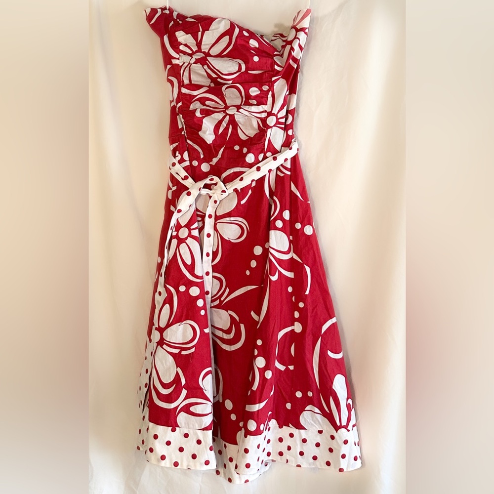 Red and White Flower and Polka Dot Dress